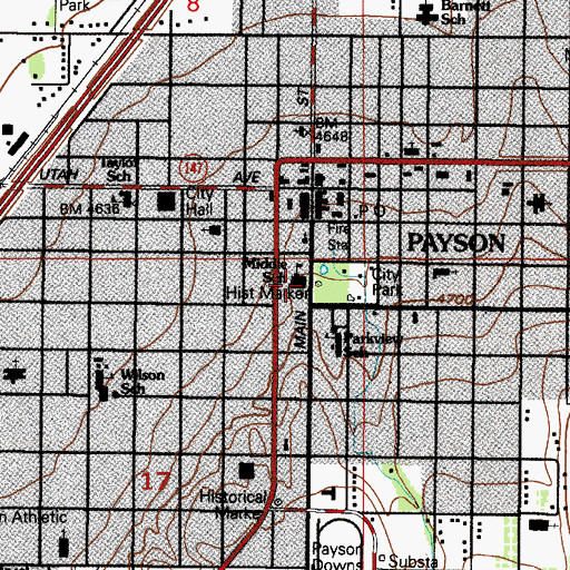 Topographic Map of Payson Middle School, UT