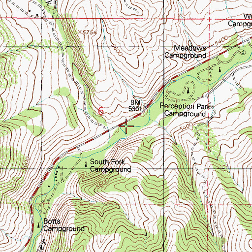 Topographic Map of Perception Park Campground, UT