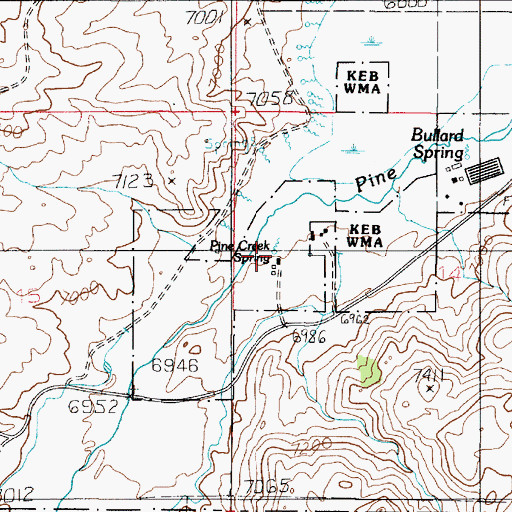Topographic Map of Pine Creek Spring, UT