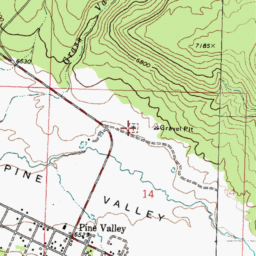Topographic Map of Pine Valley Cemetery, UT