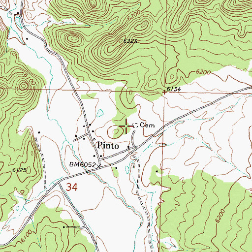 Topographic Map of Pinto Cemetery, UT
