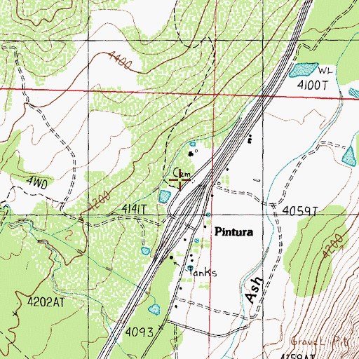 Topographic Map of Pintura Cemetery, UT