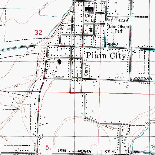 Topographic Map of Plain City Cemetery, UT