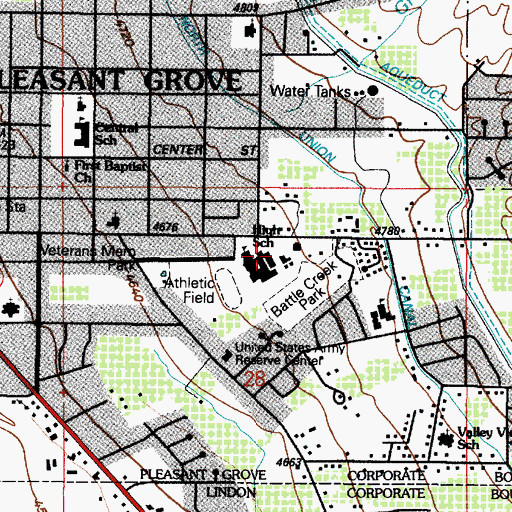 Topographic Map of Pleasant Grove High School, UT
