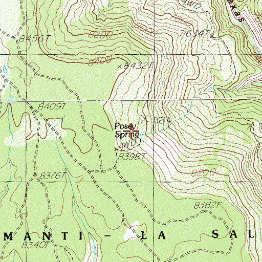 Topographic Map of Posey Spring, UT