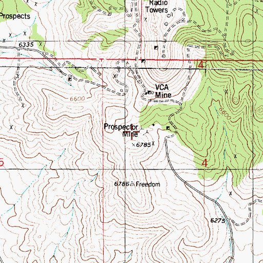 Topographic Map of Prospector Mine, UT