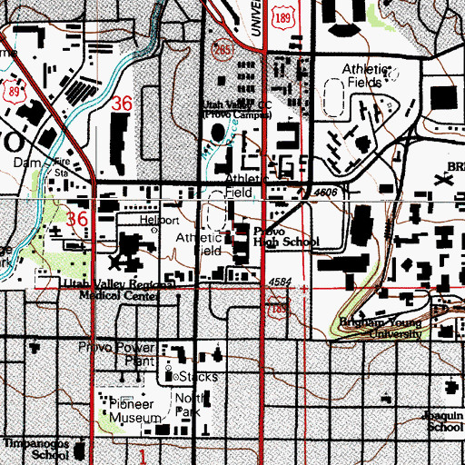 Topographic Map of Provo High School, UT