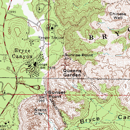 Topographic Map of Queens Castle, UT
