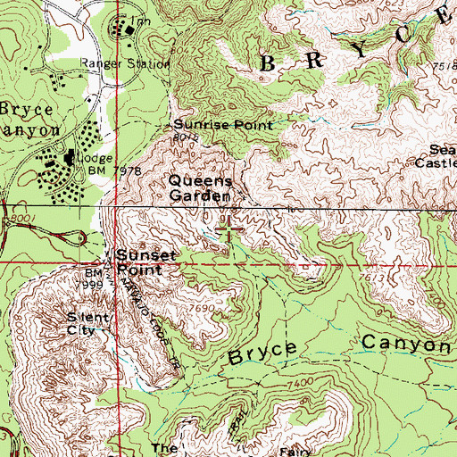 Topographic Map of Queen Victoria, UT