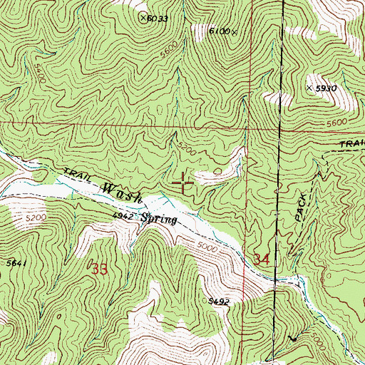 Topographic Map of Racer Canyon Creek, UT