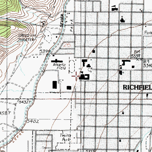 Topographic Map of Richfield High School, UT
