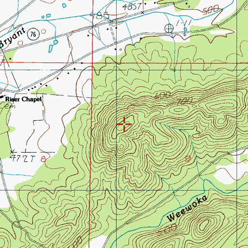 Topographic Map of Mallory Mountain, AL