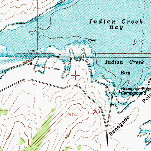 Topographic Map of Renegade Point Campground, UT