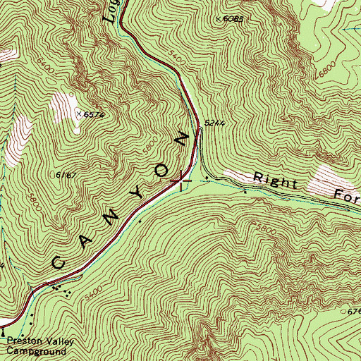 Topographic Map of Right Fork Logan River, UT