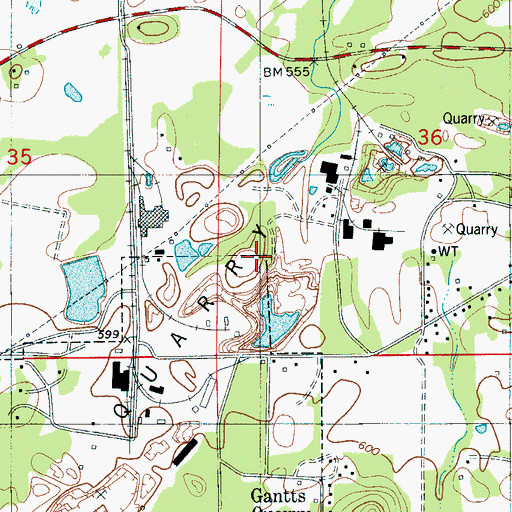Topographic Map of Marble City Quarry, AL