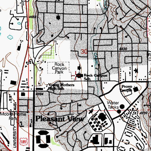 Topographic Map of Rock Canyon Elementary School, UT