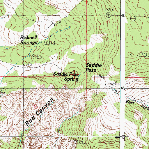Topographic Map of Saddle Pass Spring, UT