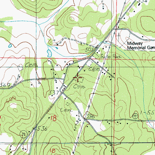 Topographic Map of Mardisville Cemetery, AL