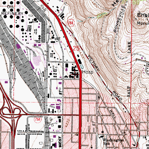 Topographic Map of Saint Marks Hospital (historical), UT
