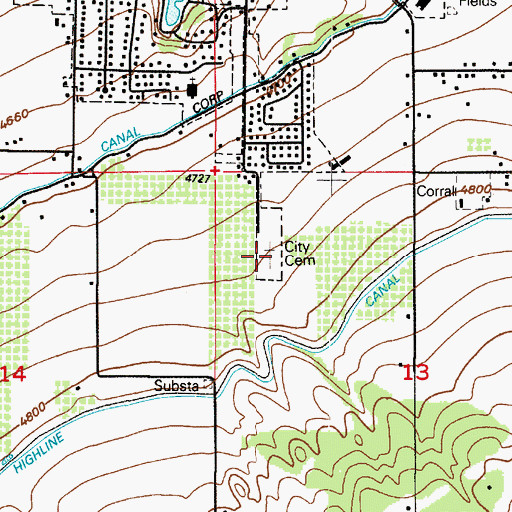 Topographic Map of Salem City Cemetery, UT