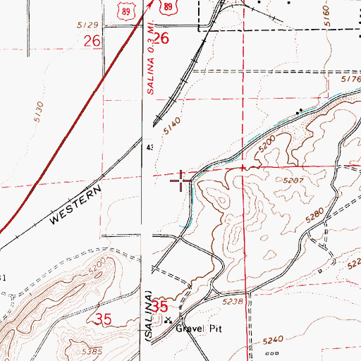 Topographic Map of Salina Creek RV and Camp, UT