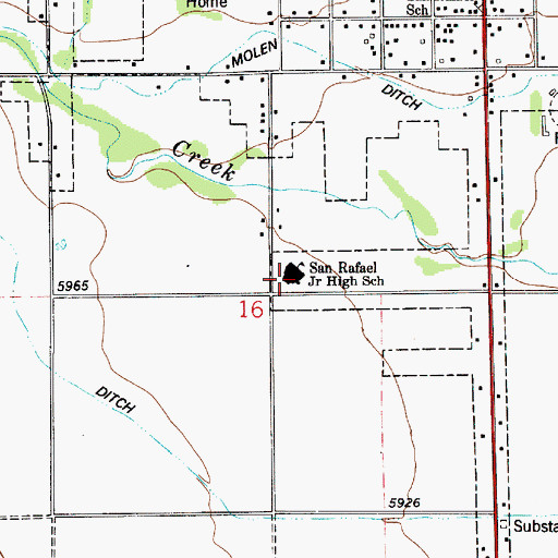 Topographic Map of San Rafael Junior High School, UT