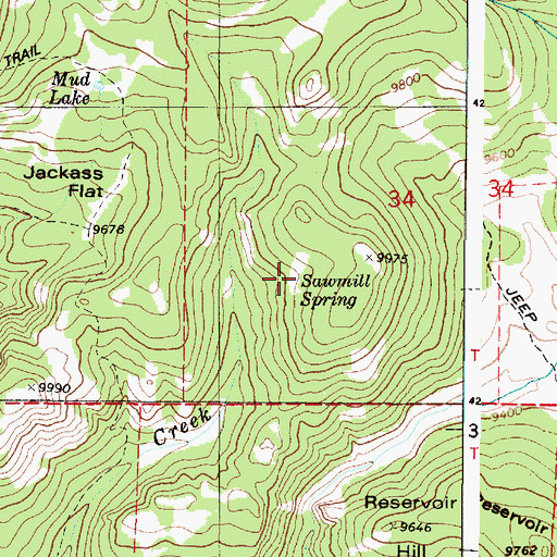 Topographic Map of Sawmill Spring, UT