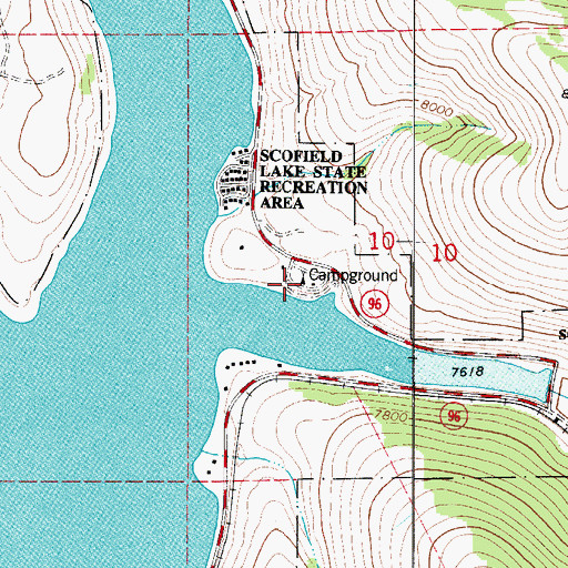 Topographic Map of Scofield Campground, UT