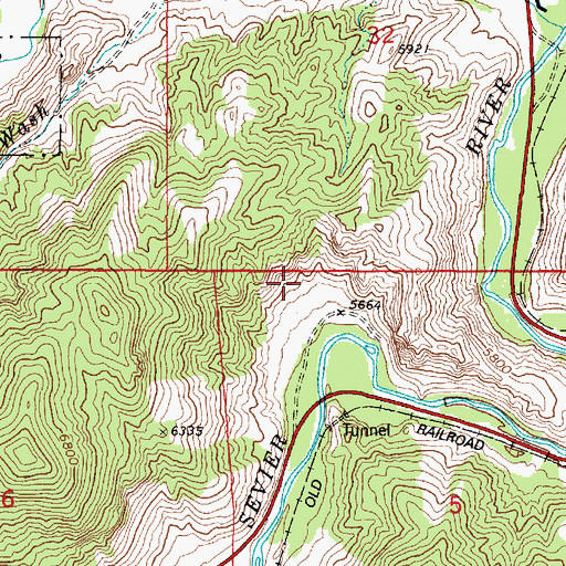 Topographic Map of Sevier River Bend Recreation Site, UT