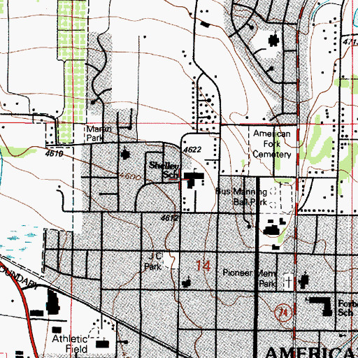 Topographic Map of Shelley Elementary School, UT