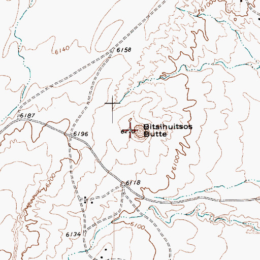 Topographic Map of Bitsihuitsos Butte, AZ