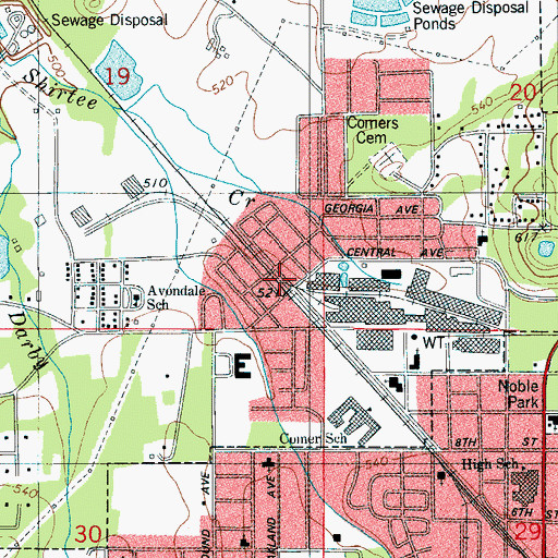 Topographic Map of Mignon, AL