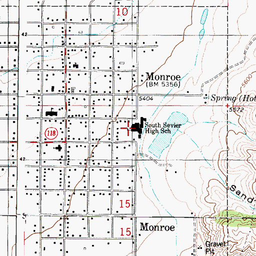 Topographic Map of South Sevier Middle School, UT