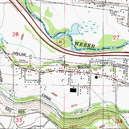Topographic Map of South Weber School, UT