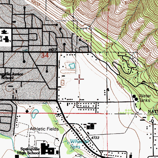 Topographic Map of Springville Junior High School, UT