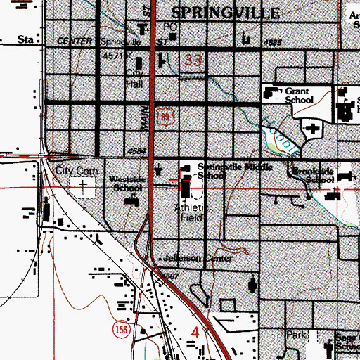 Topographic Map of Springville Middle School, UT