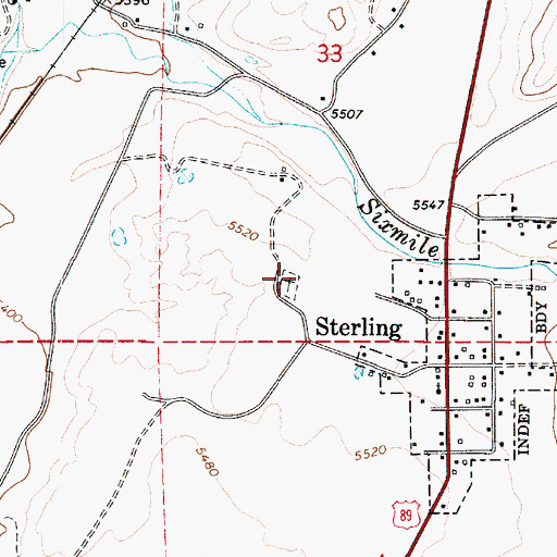 Topographic Map of Sterling Cemetery, UT