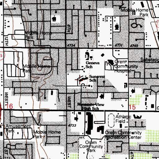 Topographic Map of Suncrest Elementary School, UT