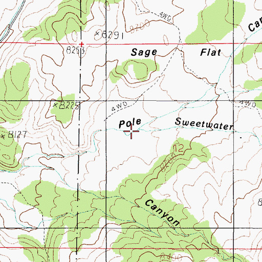 Topographic Map of Sweetwater Creek, UT