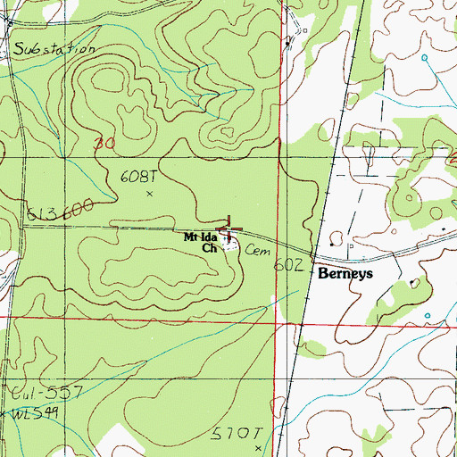 Topographic Map of Mount Ida Baptist Church, AL