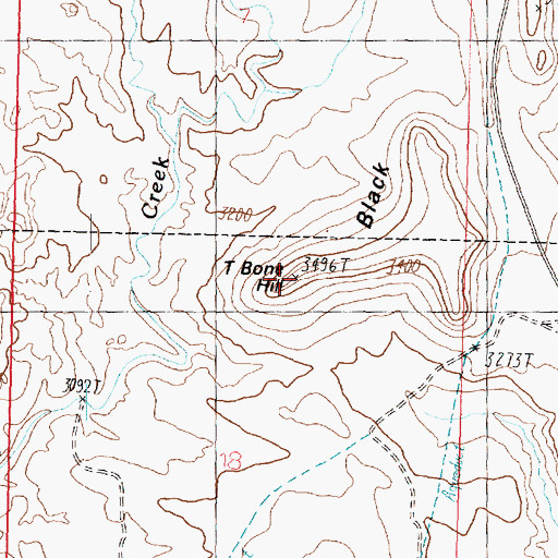 Topographic Map of T-Bone Hill, UT