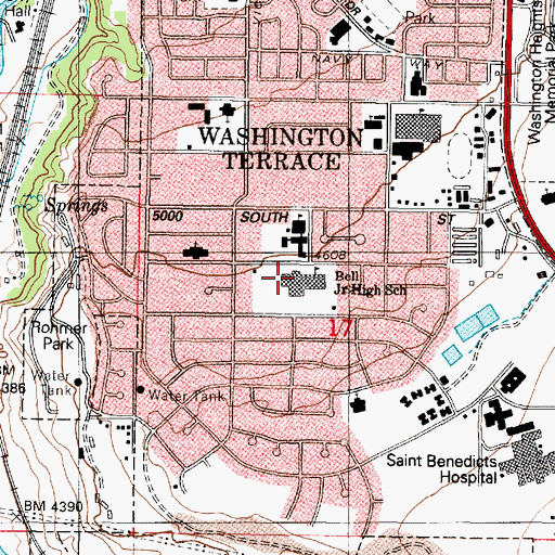 Topographic Map of T H Bell Junior High School, UT