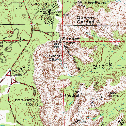 Topographic Map of Temples of the Gods, UT