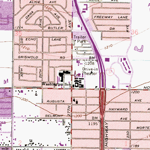 Topographic Map of Garden Park School, AZ