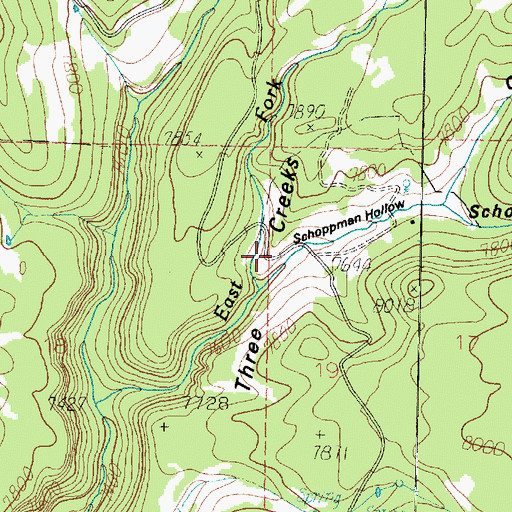 Topographic Map of Three Creeks Flat, UT