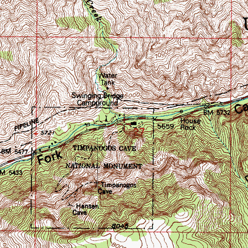 Topographic Map of Timpanogos Cave Visitor Center, UT