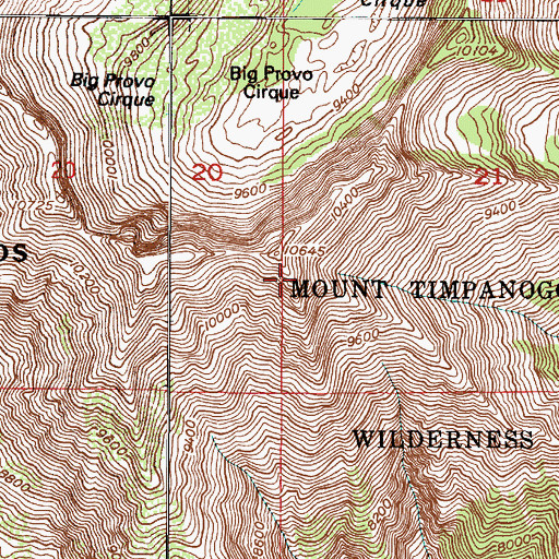 Topographic Map of Timpanogos Glacier (historical), UT