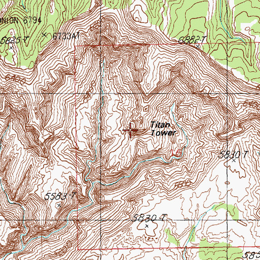 Topographic Map of Titan Tower, UT