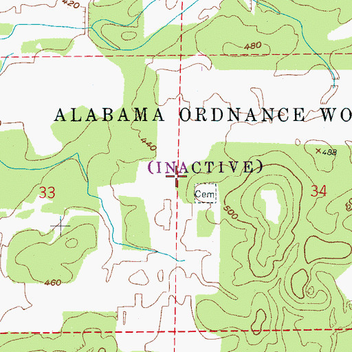 Topographic Map of Mount Olive Baptist Church (historical), AL