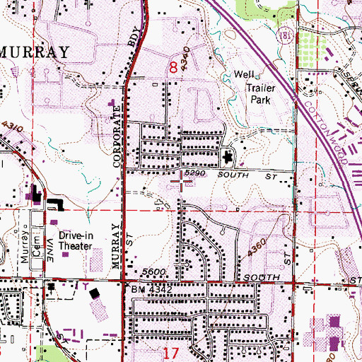 Topographic Map of Twin Peaks Elementary School, UT